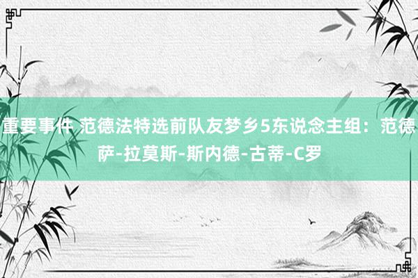 重要事件 范德法特选前队友梦乡5东说念主组：范德萨-拉莫斯-斯内德-古蒂-C罗