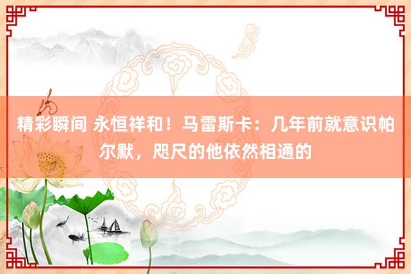 精彩瞬间 永恒祥和！马雷斯卡：几年前就意识帕尔默，咫尺的他依然相通的