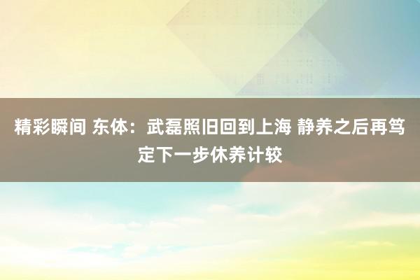 精彩瞬间 东体：武磊照旧回到上海 静养之后再笃定下一步休养计较