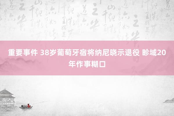 重要事件 38岁葡萄牙宿将纳尼晓示退役 畛域20年作事糊口