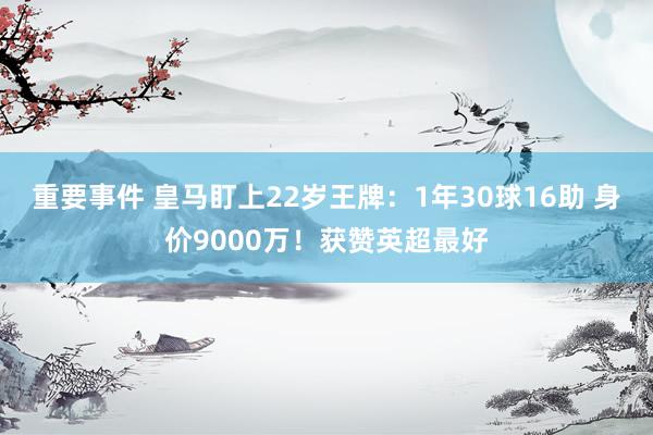 重要事件 皇马盯上22岁王牌：1年30球16助 身价9000万！获赞英超最好